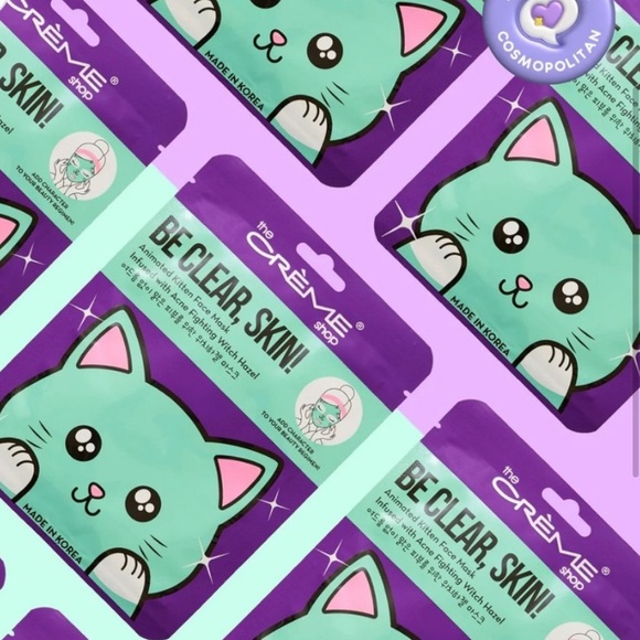 New Crème Be Clear, Skin! Animated Kitten Face Mask - Acne-Fighting Witch Hazel - Picture 3 of 3